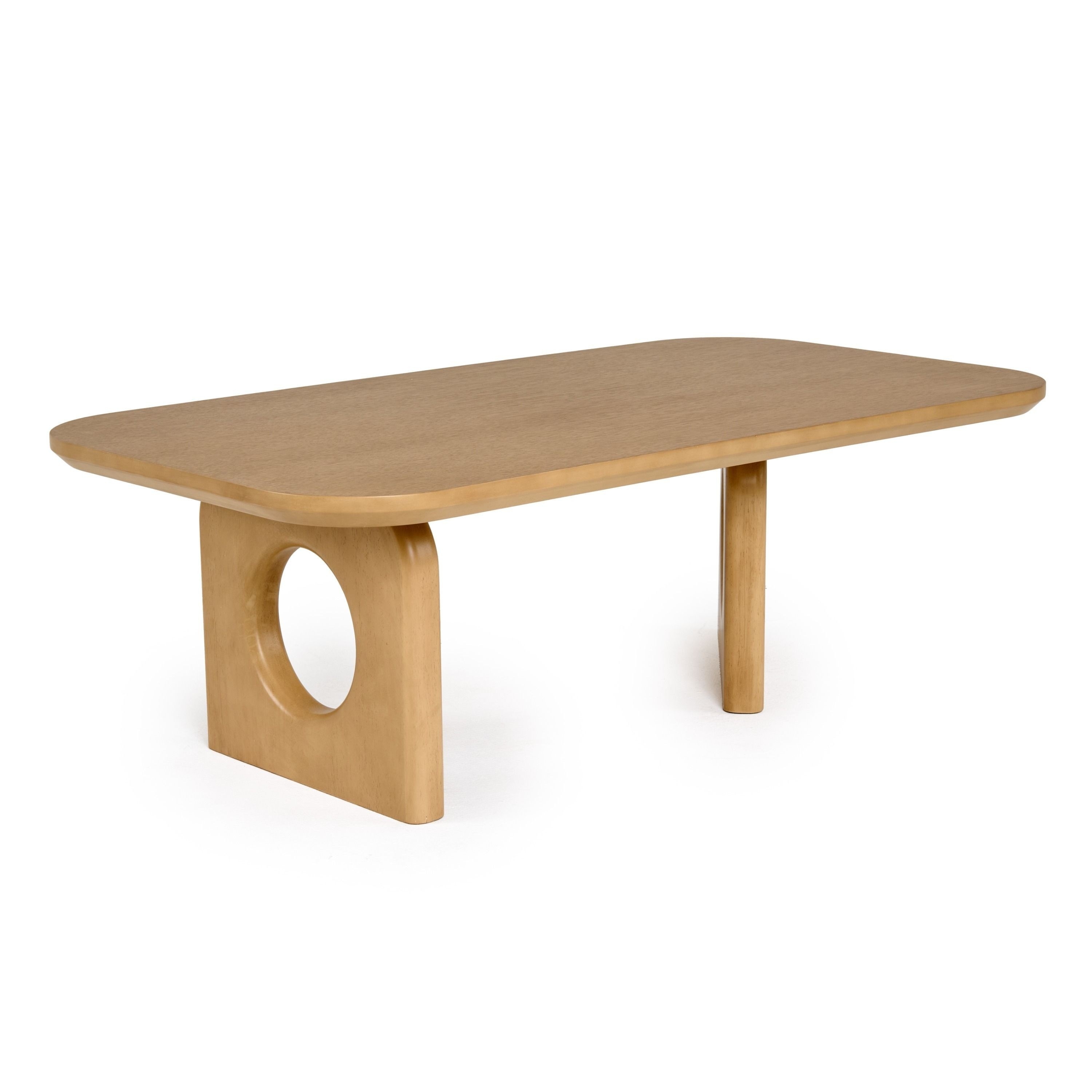 Noe Ohan 50 Inch Coffee Table, Rectangular, Light Brown Solid Rubberwood