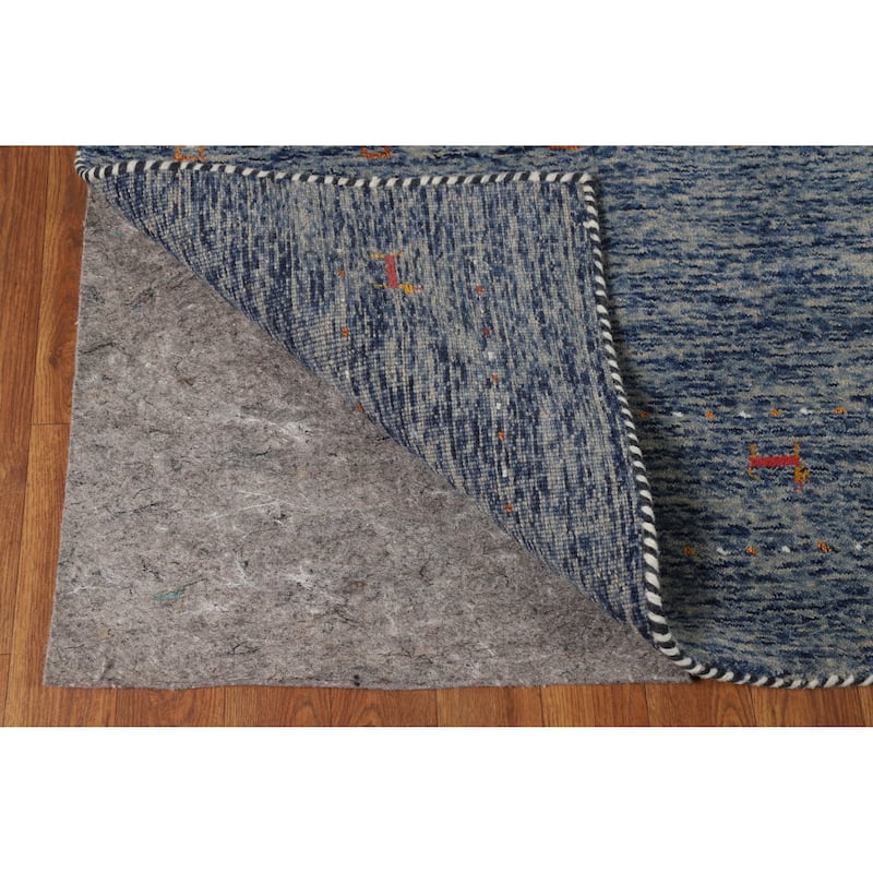 Hand Knotted Oriental 100% Wool Carpet Tribal Stripe Navy Blue & Blues Gabbeh Area Rug - 5' 10'' X 4' 0''