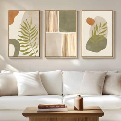 Large Mid Century Modern Tropical Leaf Canvas Artwork