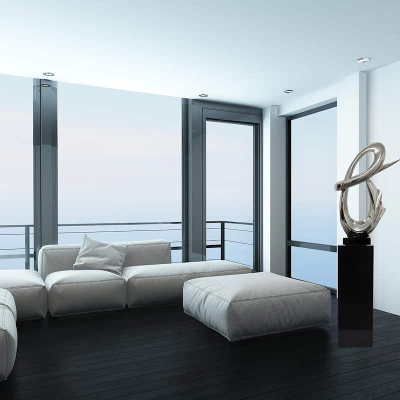 Finesse Decor Fluid Abstract Sculpture with Black Base