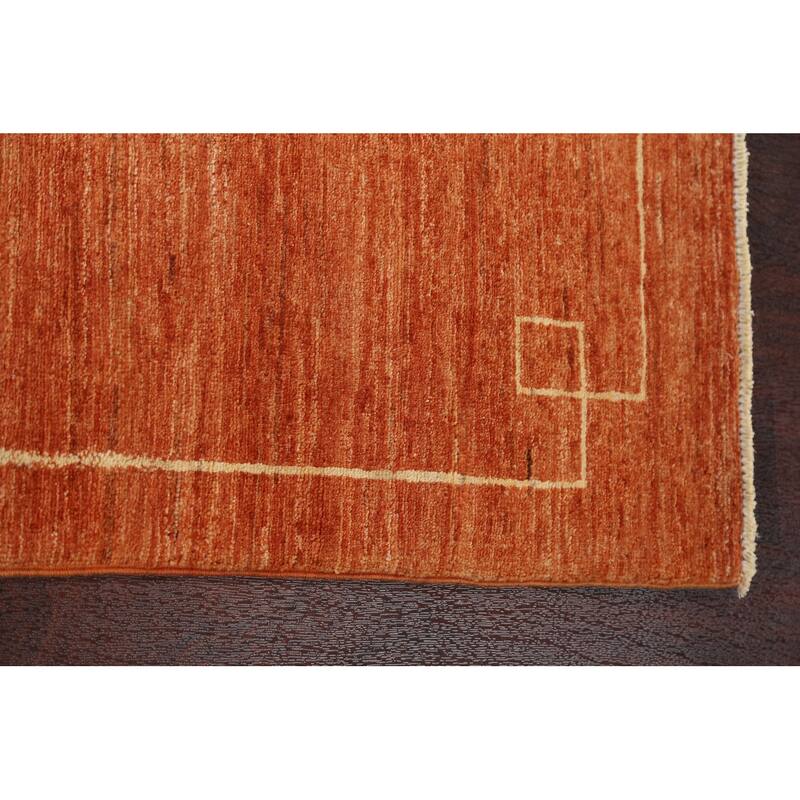 Orange Gabbeh Kashkoli Oriental Wool Runner Rug Hand-knotted Carpet - 2'7" x 9'10"