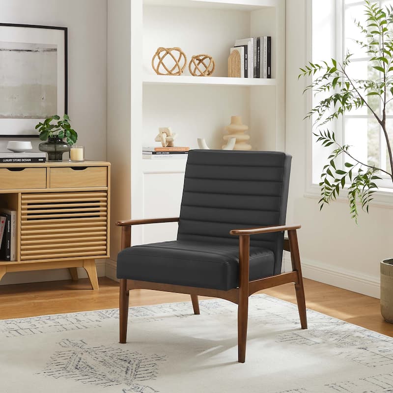 Jensen Vegan Leather Accent Chair in French Oak Tan - Walnut Black
