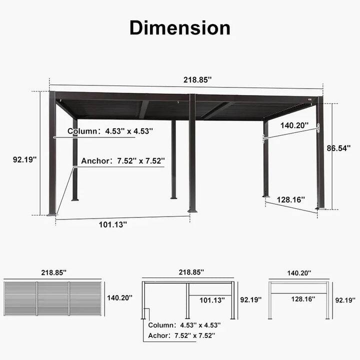 PURPLE LEAF Solar Louvered Pergola with LED String Lights Aluminum Outdoor Pergola with Adjustable Roof for Patio Garden