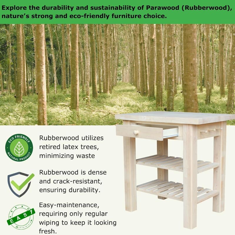 The Gray Barn Heavenly Winds Unfinished Solid Parawood Kitchen Island