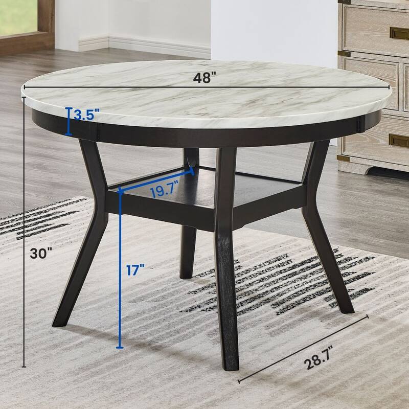 Contemporary 5-Piece Dining Set with Round Faux Marble Table and Velvet Upholstered Parsons Chairs - Stylish and Durable