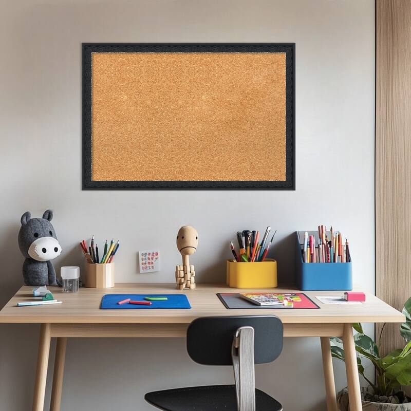 Bethany Black Wood Framed Cork Board - Bulletin Board, Organization Board, Pin Board