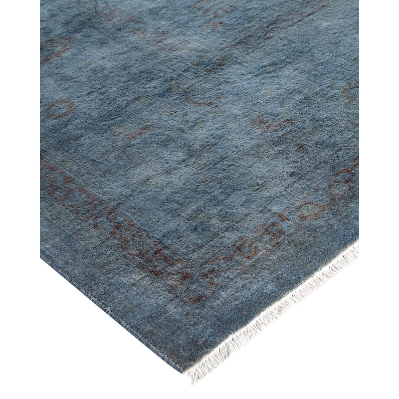 Overton Hand Knotted Wool Vintage Inspired Modern Contemporary Overdyed Gray Area Rug - 9' 2" x 11' 9"
