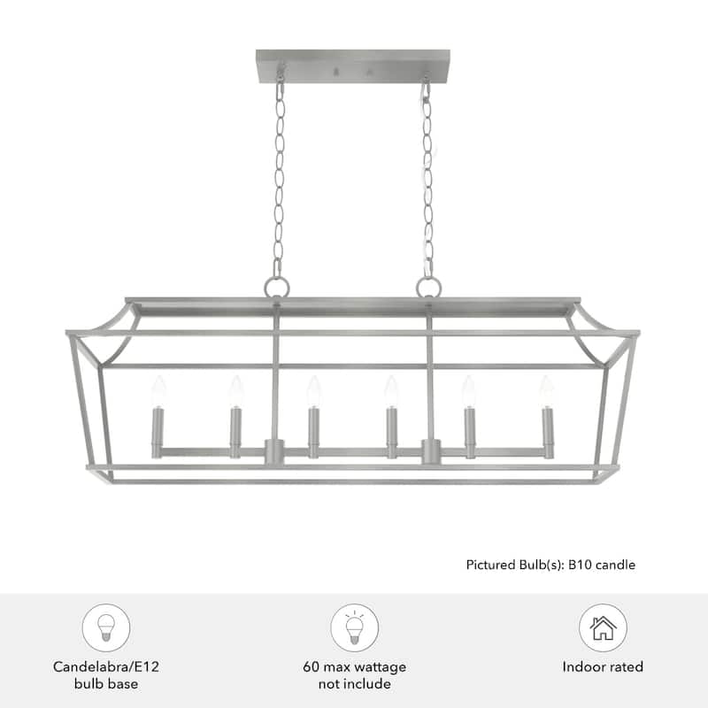 Hunter Laurel Ridge 6-Light Linear Chandelier - Kitchen Island, Dining Room - Modern Farmhouse, Candle, Industrial, Transitional