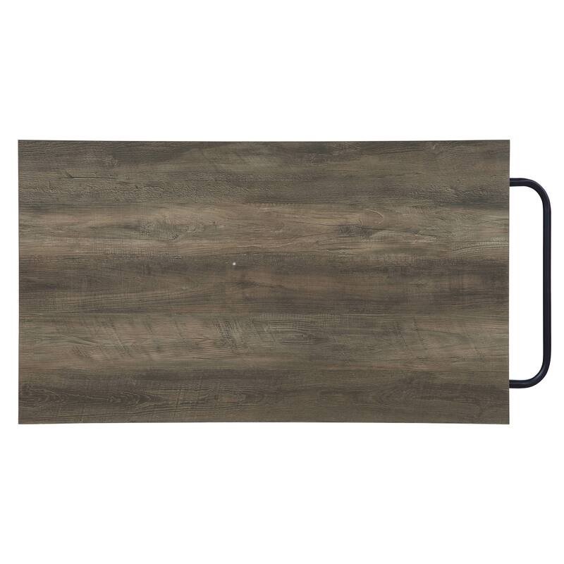 Rustic Oak and Black Kitchen Island with Open Shelving