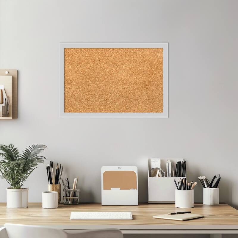 Incline Silver Wood Framed Cork Board - Bulletin Board, Organization Board, Pin Board