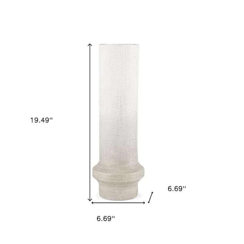 19" Off White And Gold Metal Cylinder Table Vase - 6.69