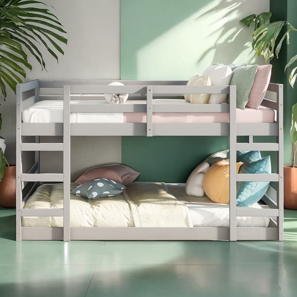 slide 2 of 24, Artsy Full Over Full Bunk Bed with Ladder, Solid Construction Grey