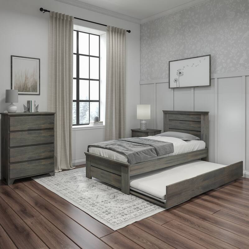 Max and Lily Farmhouse Twin Bed with Panel Headboard with Trundle