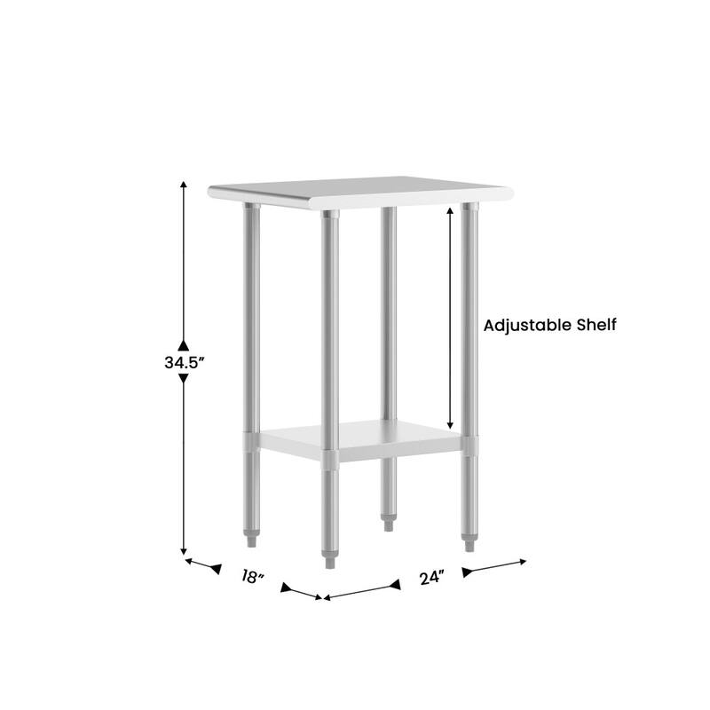Stainless Steel 18 Gauge Work Table with Undershelf