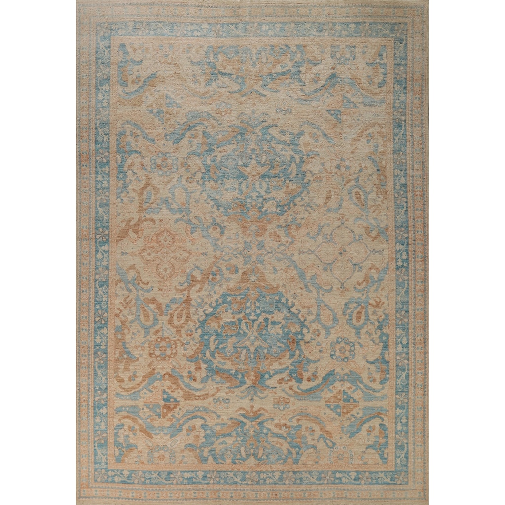 Vegetable Dye Transitional Oushak Turkish Rug Hand-Knotted Wool Carpet - 8'11"x 11'11"