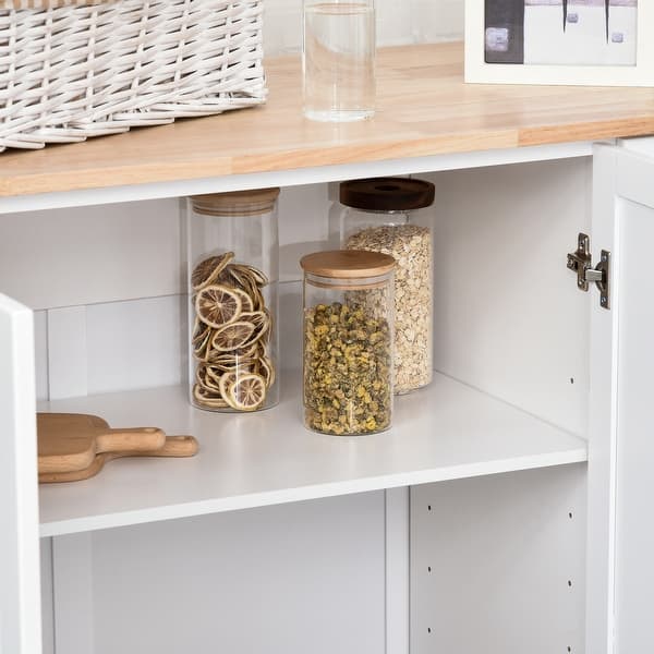 Homcom Kitchen Island Mobile Storage Cart With Towel Spice Rack 3 Drawers 2 Door Cabinet And