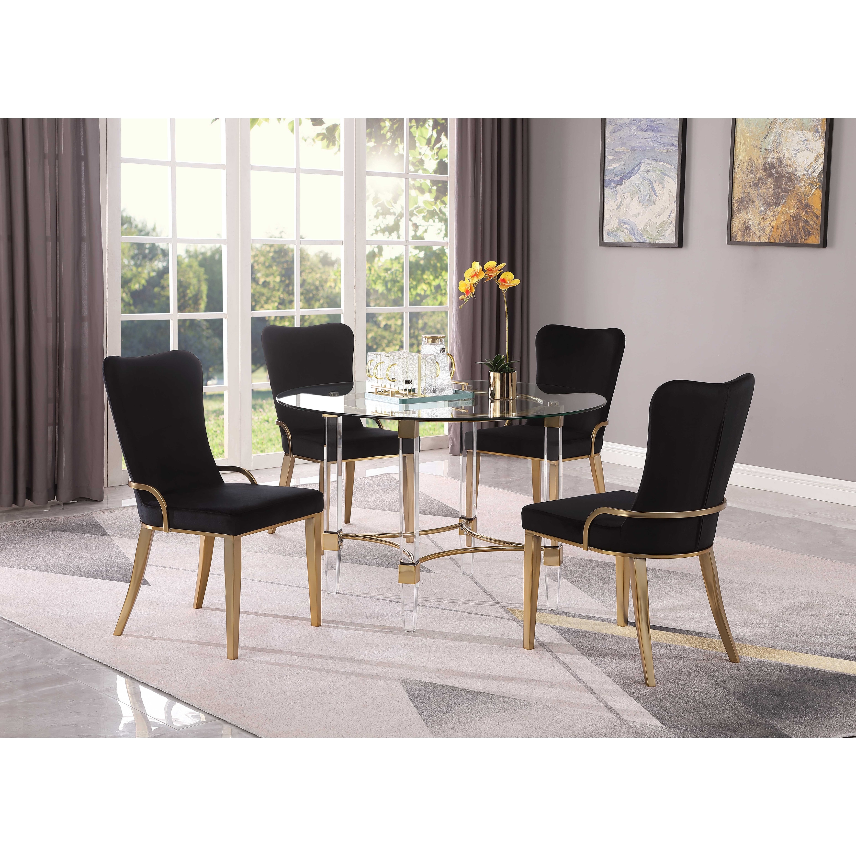 Acrylic and gold dining clearance table