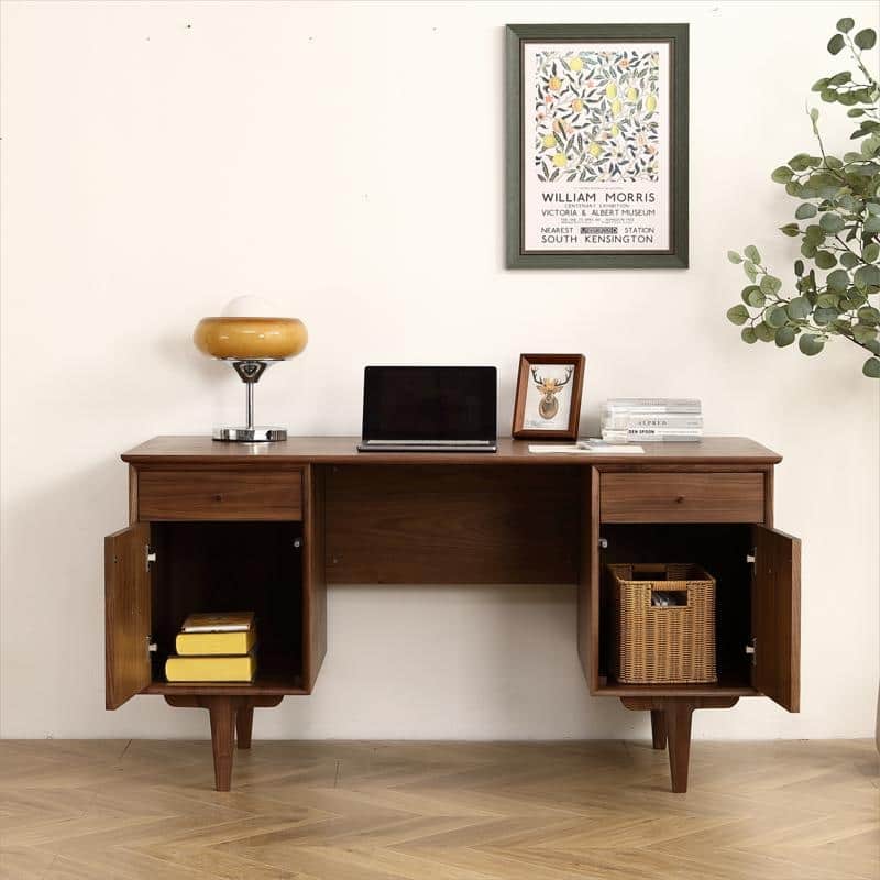 Black Walnut Desk with Natural Rattan Net Bed Bath & Beyond 38881624