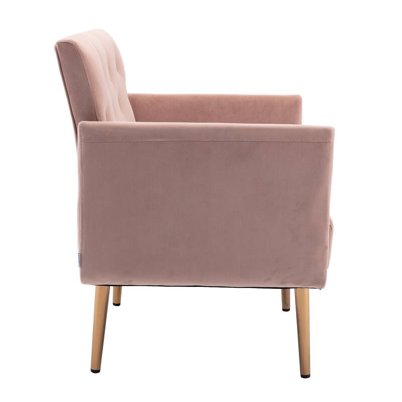 Velvet Upholstered Tufted Accent Chair With Golden feet