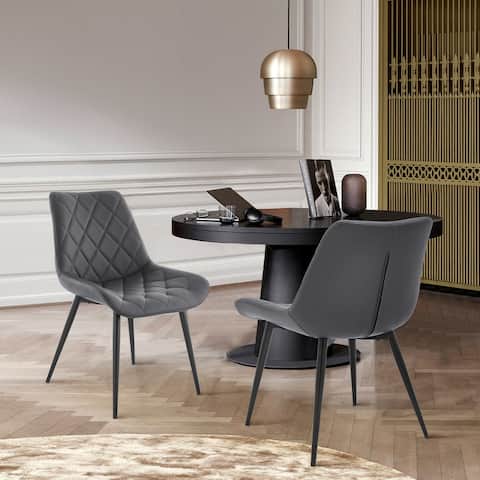 Loralie Faux Leather and Black Metal Dining Chairs - Set of 2