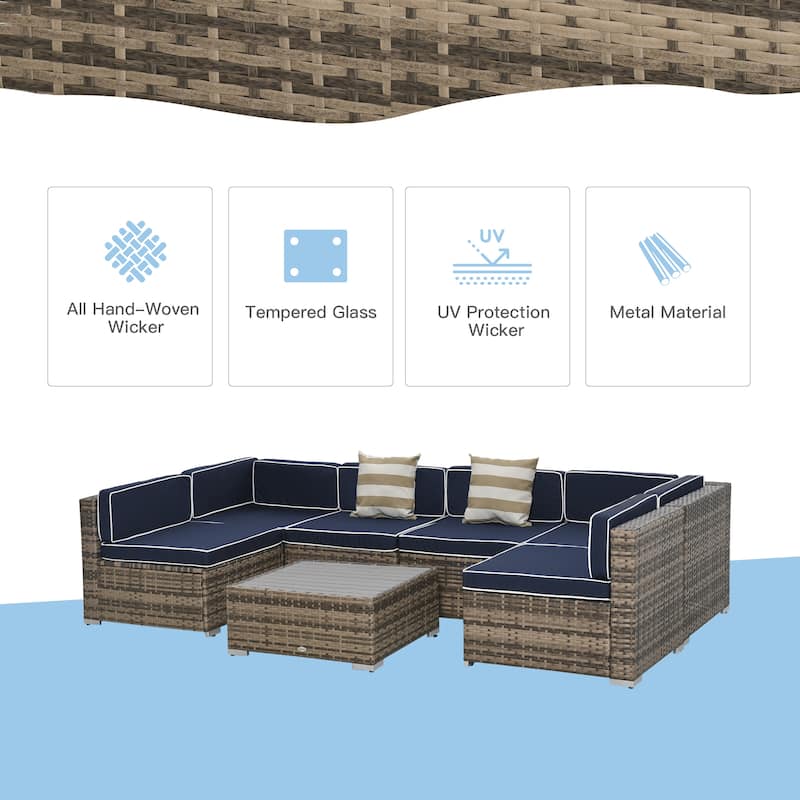 Outsunny 7-Piece Outdoor Wicker Patio Furniture Set