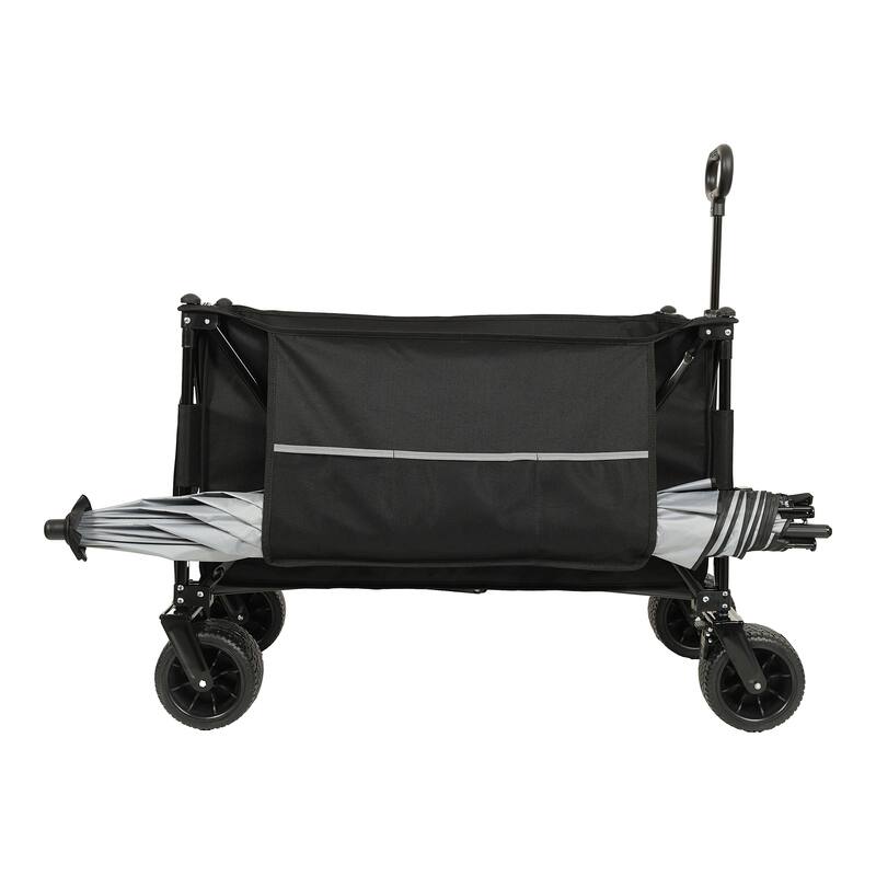Heavy Duty Foldable Wagon w/ Wheels & Brakes, All-Terrain Utility Cart