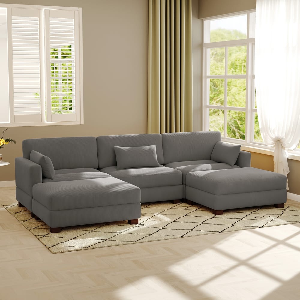 Modern U-shaped Modular Corduroy Sectional Sofa