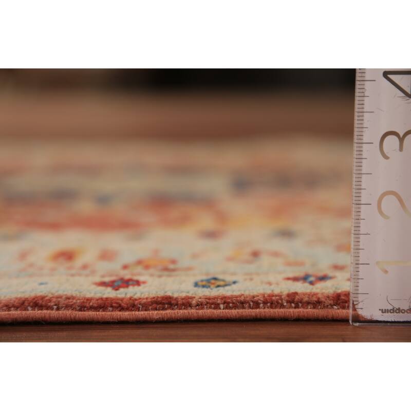 Geometric Heriz Serapi Vegetable Dye Accent Rug Handmade Wool Carpet - 3'0"x 4'10"