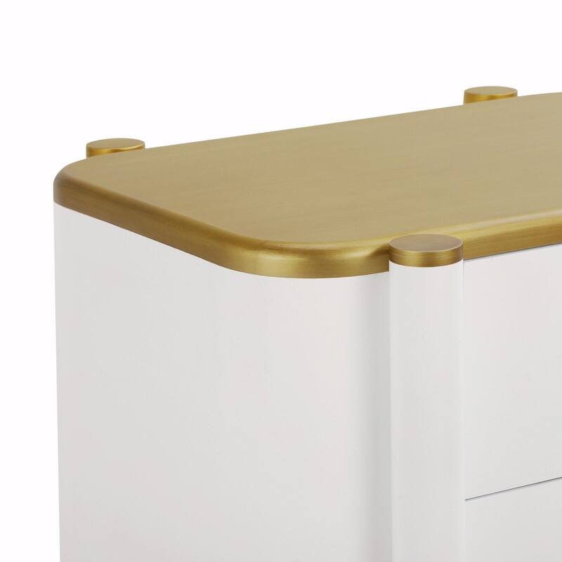 Contemporary Curved 2-Drawer Nightstand with Metal Feather Handles and Exposed Legs