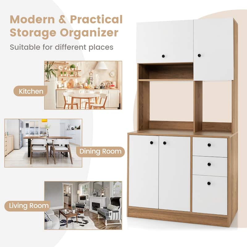 Costway 71'' Tall Kitchen Pantry Buffet Hutch Freestanding Storage
