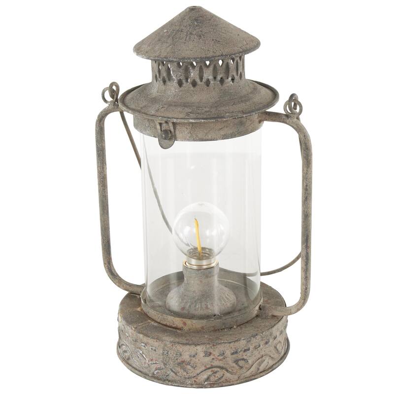 Metal Leaf Decorative Candle Lantern with Red Accents and Handle - Bronze - Roche River Decor - 6"W x 8"L x 12"H