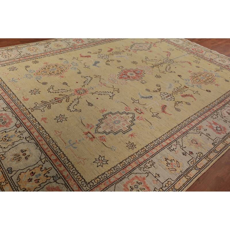 Vegetable Dye Heriz Serapi Rug Oriental Hand-Knotted Wool Carpet - 9'2"x 12'0"