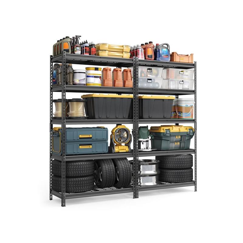 Ink-Black 5-Tier Storage Shelves, Steel Shelf, Boltless Assembly for Garage Shed