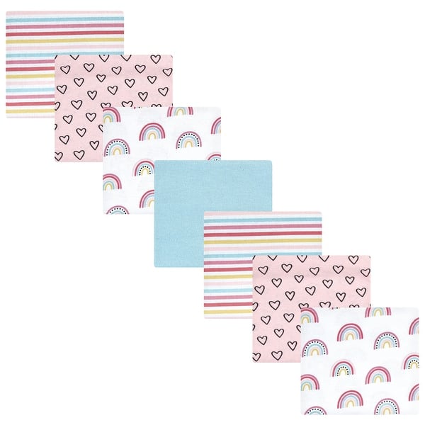 slide 1 of 1, Hudson Baby Infant Girl Cotton Flannel Receiving Blankets Bundle, Modern Rainbow, One Size - Modern Rainbow - One Size One Size - Modern Rainbow