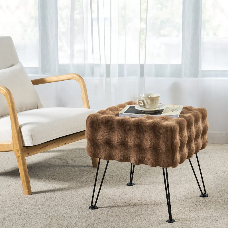 Bubble Textured Stool- 17x17x17" - Taupe