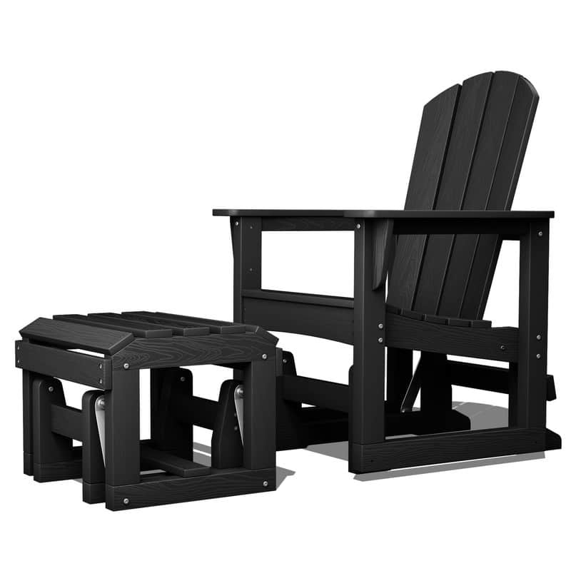 PE Outdoor Rocking Chair with Footrest and Armrests