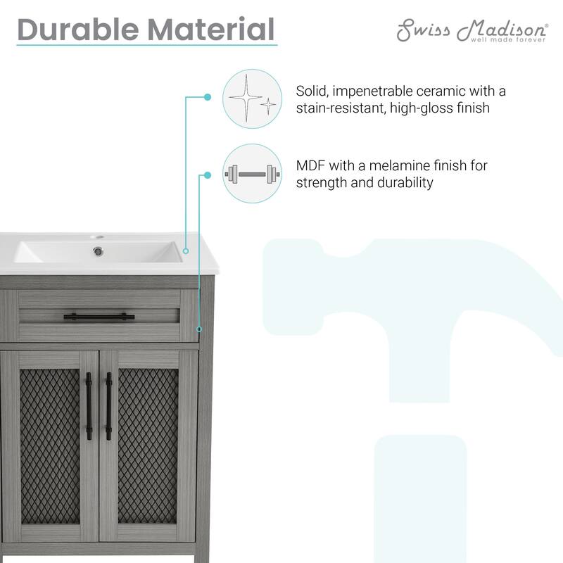 Swiss Madison SM-BV421 Calice 24" Free Standing Single Basin Vanity