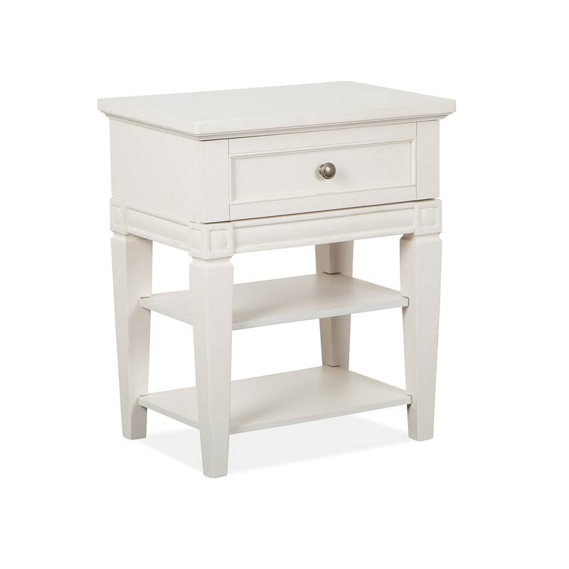 Magnussen Home Willowbrook Egg Shell White with Slight Rub Through Open Nightstand - 1-drawer