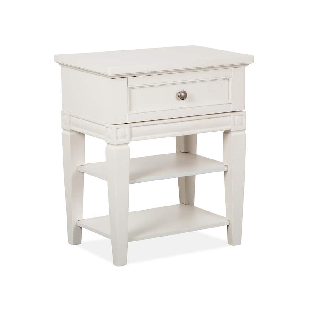 Magnussen Home Willowbrook Egg Shell White with Slight Rub Through Open Nightstand