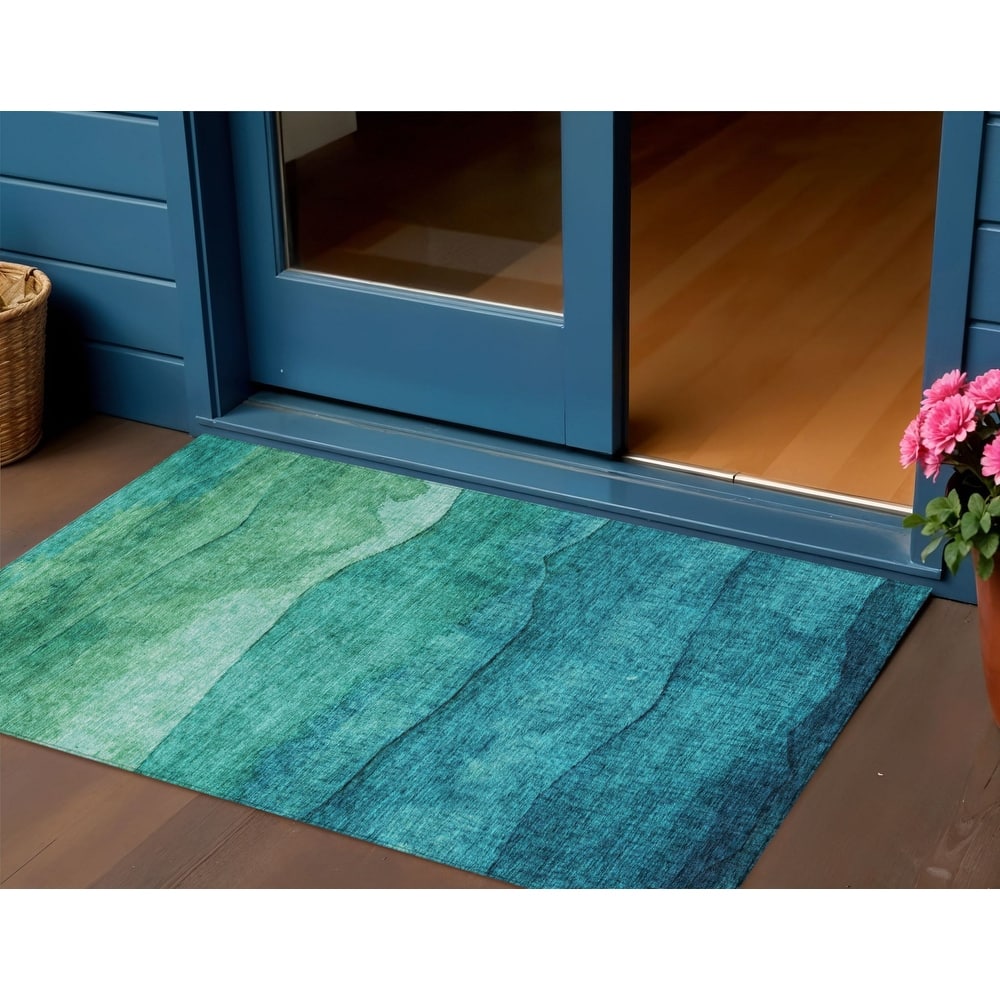 HomeRoots Abstract Modern Rectangle Outdoor Rug