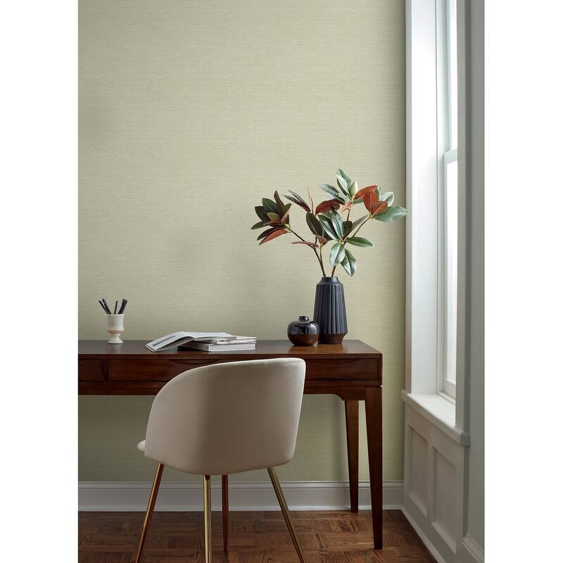 Chesapeake Agave Neutral Faux Grasscloth Wallpaper