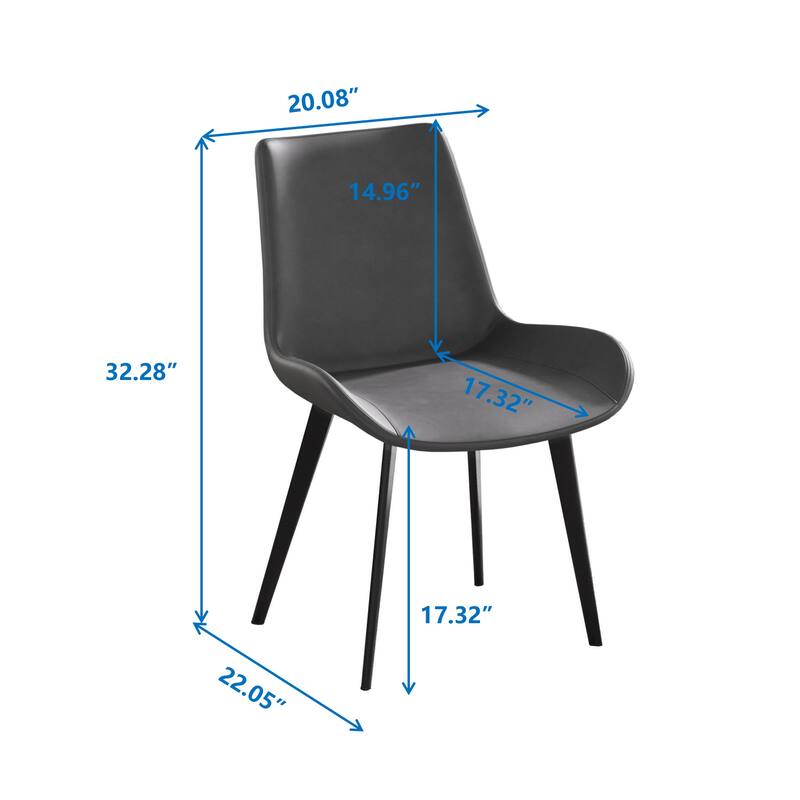 Modern PU 2 Piece Kitchen Dining Chair with Thickened Metal Legs, Backrest for Dining Room Kitchen Living Room Bedroom