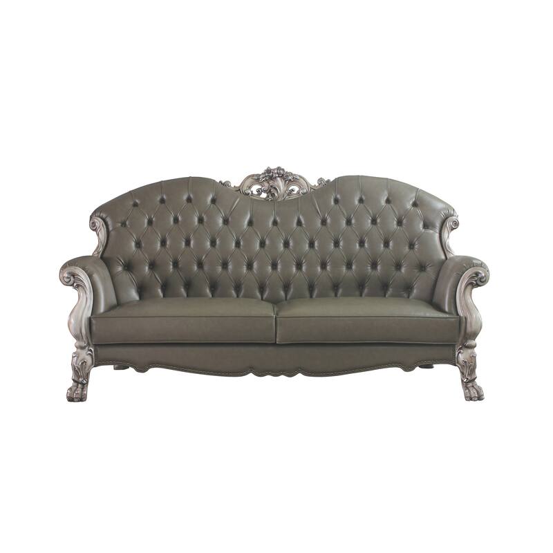 Adison Vintage Bone White Button-Tufted Sofa