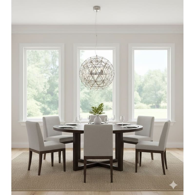 92 Light Round Satin Nickel Metal Frame LED Fixture