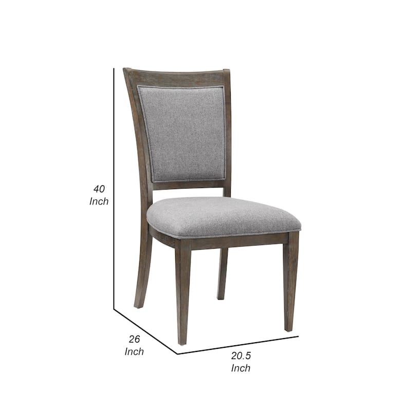 Koa 26 Inch Set of 2 Side Dining Chairs, Gray Polyester, Driftwood Brown