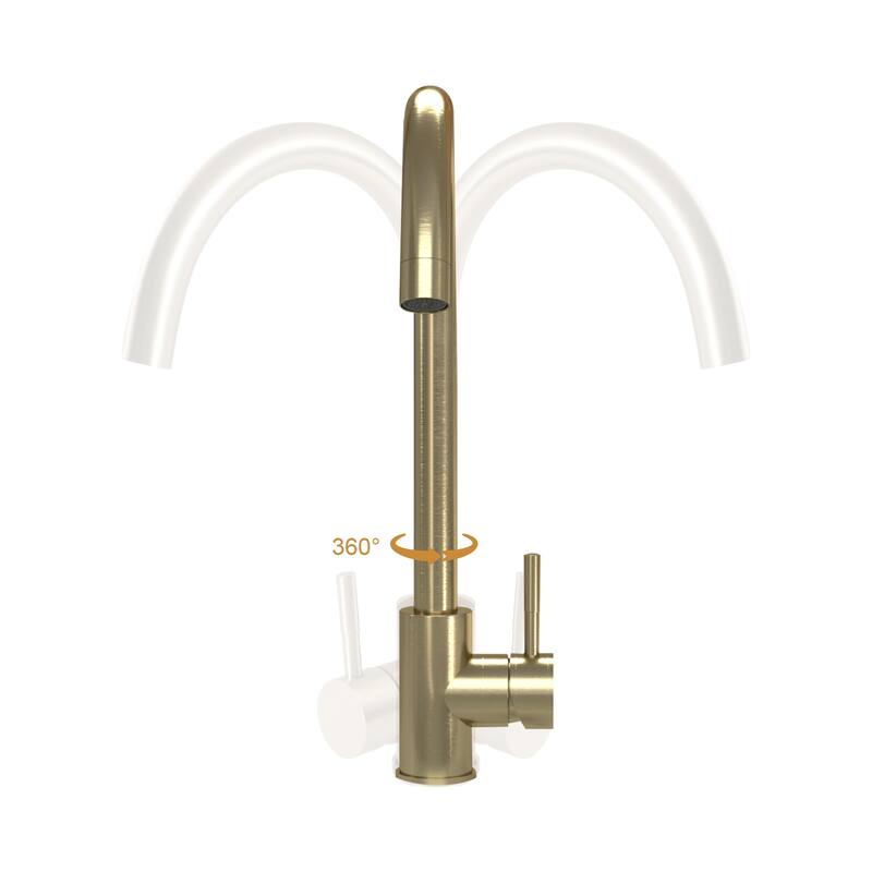 Kitchen Sink Faucet with Single Handles, 360 Degree High Arc Swivel Spout, Gold