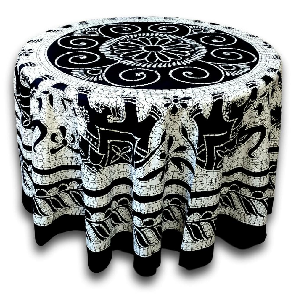 Batik Elephant Cotton Enchanting Floral Tablecloth Round