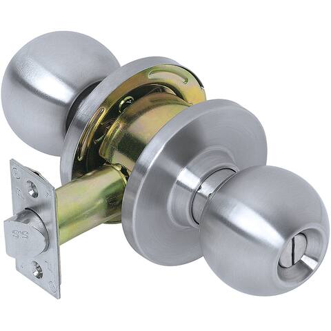 Tell Manufacturing KC2300 Series Privacy Door Knob Set with Round Rose - Satin Chrome