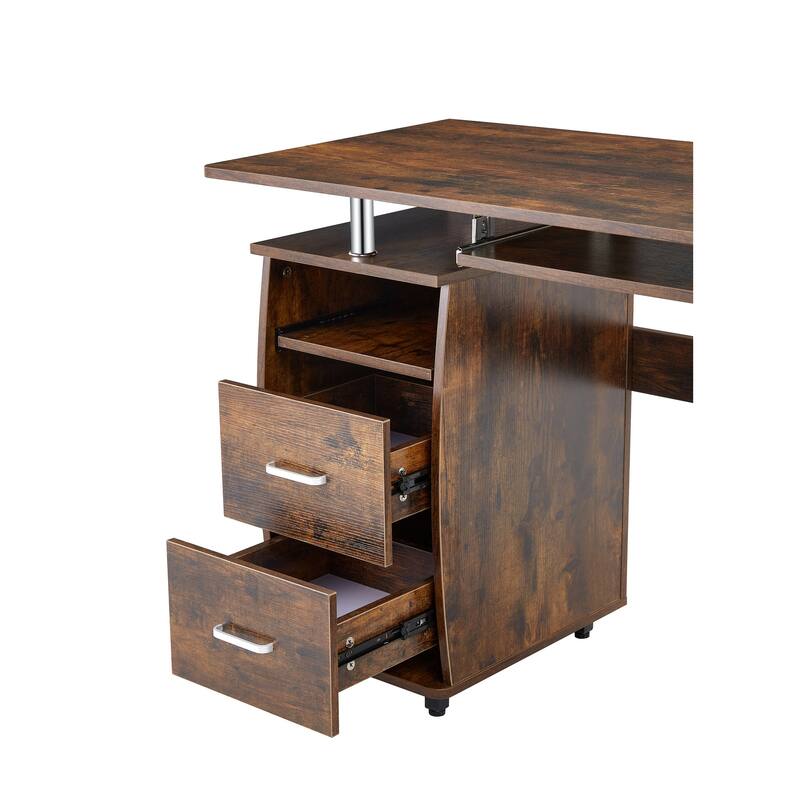 Wood Cmputer Desk Office Table wDroller, File Cabinet, Planting Shelf
