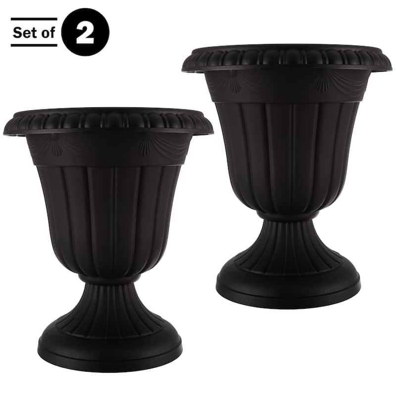Pure Garden 16x18-Inch Outdoor Planter 2-Pack - Plastic Urn Planters